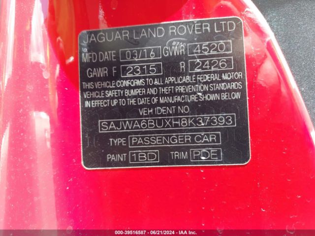 SAJWA6BUXH8K37393 Jaguar F-Type