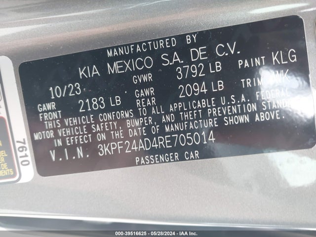 KIA Forte Lxs 2024 3KPF24AD4RE705014 Image 9