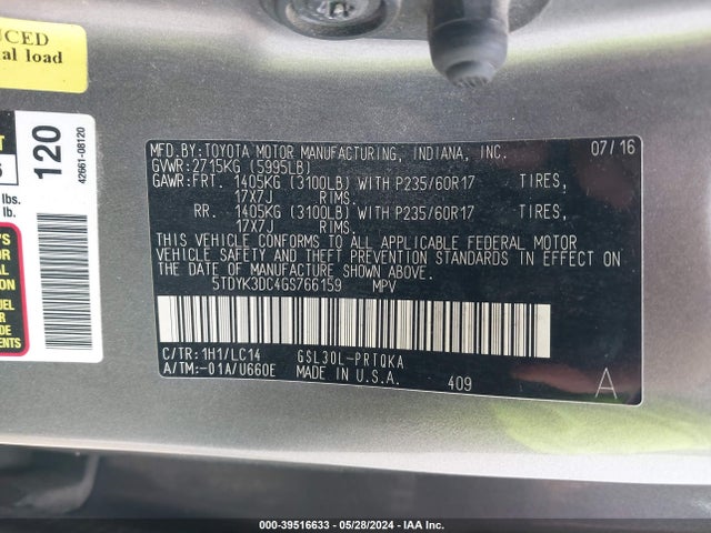 Toyota Sienna Xle 8 Passenger 2016 5TDYK3DC4GS766159 Image 9
