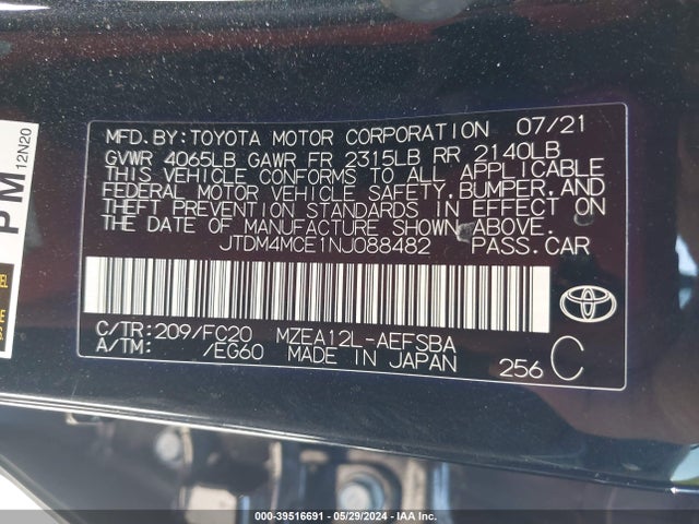 Toyota Corolla Se 6mt 2022 JTDM4MCE1NJ088482 Image 9