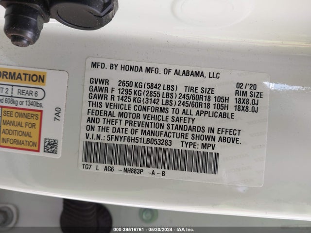 Honda Pilot Awd Ex-l 2020 5FNYF6H51LB053283 Image 9