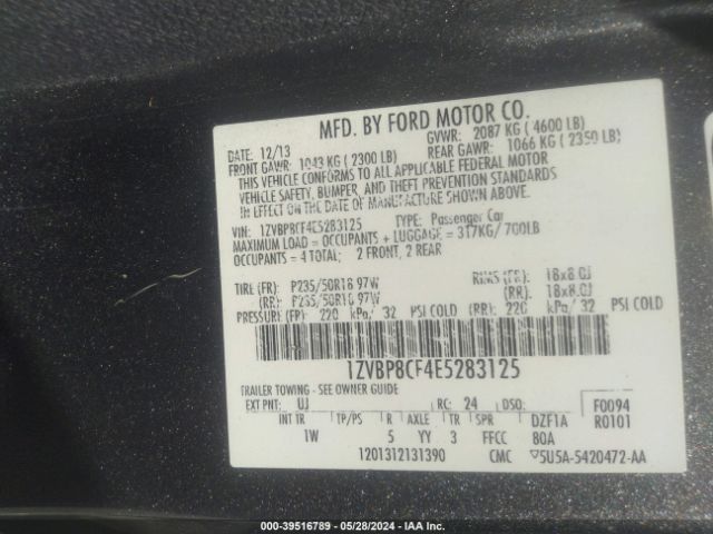 1ZVBP8CF4E5283125 Ford MUSTANG GT