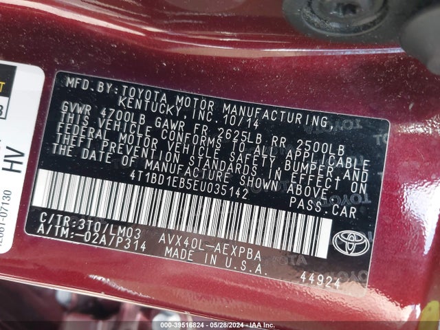 Toyota Avalon Hybrid Limited 2014 4T1BD1EB5EU035142 Image 9