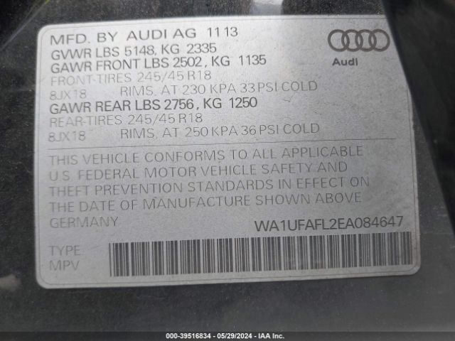 WA1UFAFL2EA084647 Audi Allroad 2.0t Premium