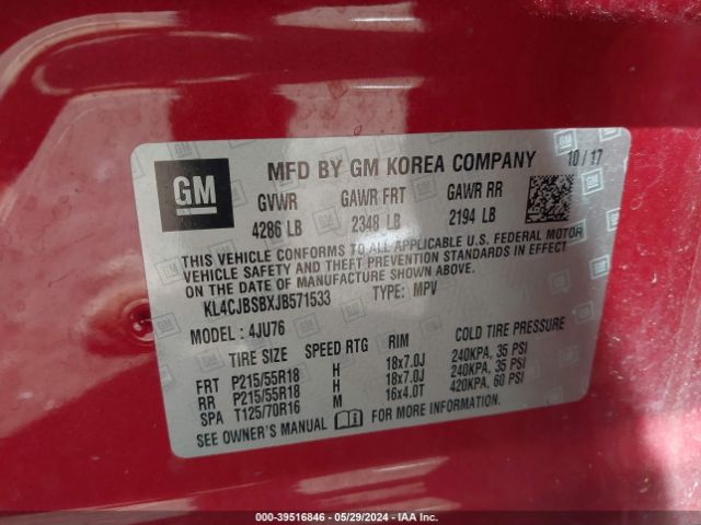 KL4CJBSBXJB571533 Buick Encore Preferred Ii