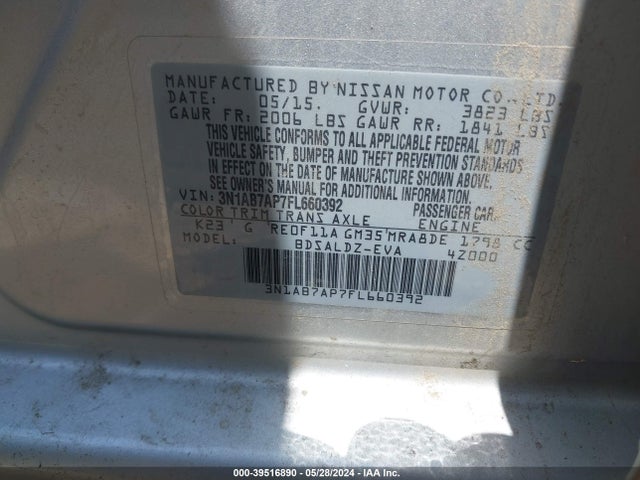 Nissan Sentra Fe+ S/s/sl/sr/sv 2015 3N1AB7AP7FL660392 Image 9