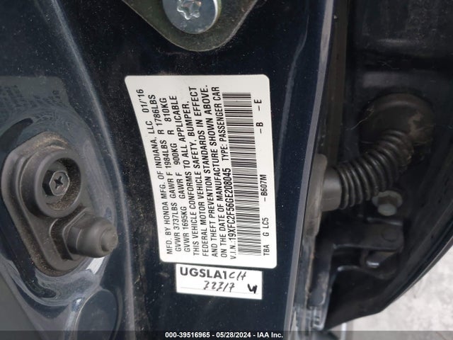 Honda Civic Lx 2016 19XFC2F56GE208045 Image 9
