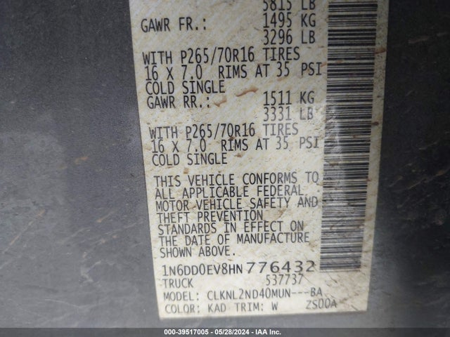 Nissan Frontier Sv 2017 1N6DD0EV8HN776432 Image 9