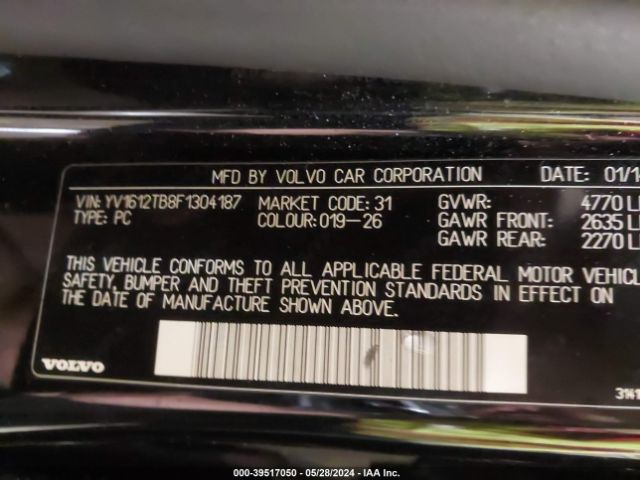 YV1612TB8F1304187 Volvo S60 T5 Premier