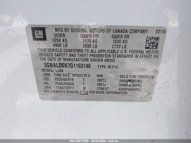 Chevrolet Equinox Ltz 2016 2GNALDEK7G1163148 Image 9