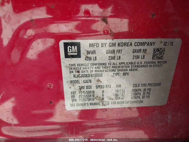 Buick Encore 2015 KL4CJASB3FB150559 Image 9