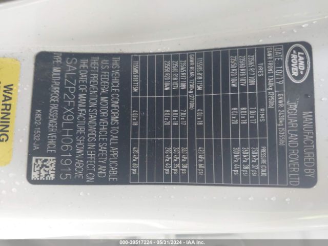 SALZP2FX9LH061915 Land Rover Range Rover Evoque Se