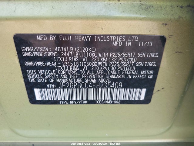 Subaru Xv Crosstrek Hybrid 2.0i 2014 JF2GPBCC4EH235409 Image 9