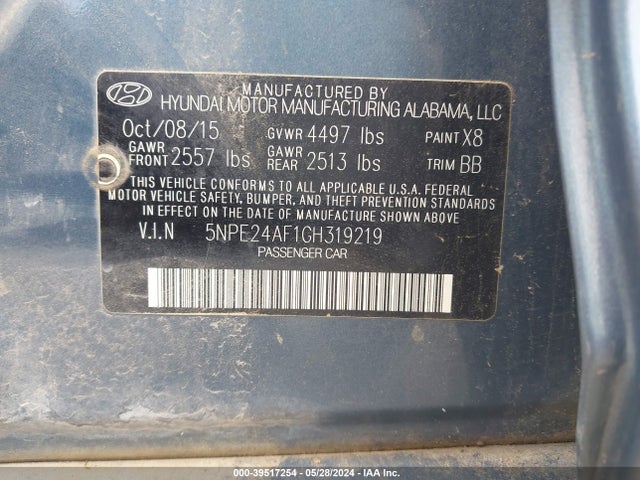 Hyundai SONATA SE 2016 5NPE24AF1GH319219 Image 9