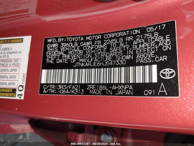 Toyota COROLLA IM 2017 JTNKARJE6HJ547330 Image 9