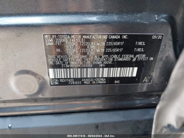 Toyota Rav4 Xle 2021 2T3W1RFV2MC089068 Image 9