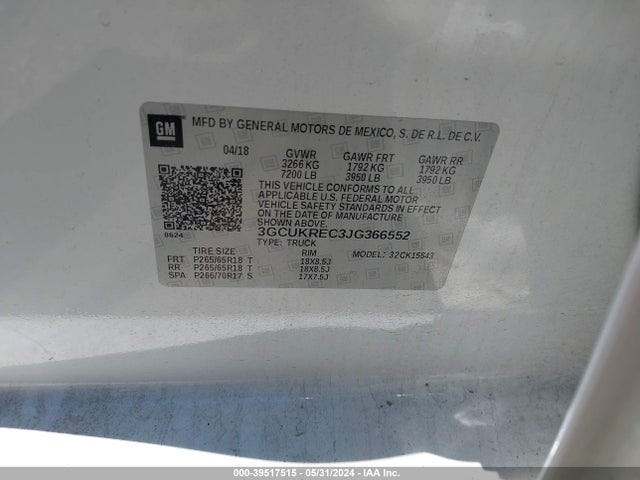 Chevrolet Silverado 1500 2lt 2018 3GCUKREC3JG366552 Image 9