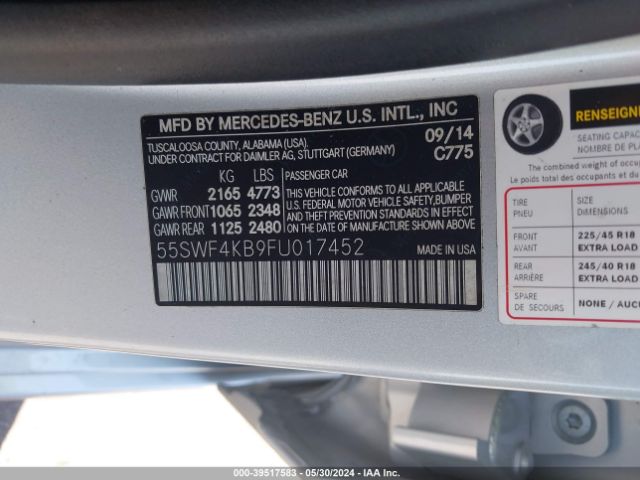 55SWF4KB9FU017452 Mercedes-Benz C 300 4matic/luxury 4matic/sport 4matic