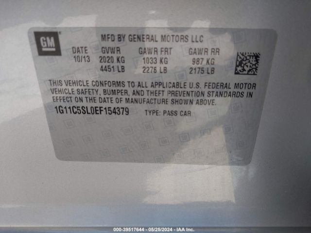 1G11C5SL0EF154379 Chevrolet MALIBU 1LT