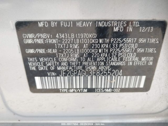 JF2GPAGC3E8255204 Subaru Xv Crosstrek 2.0i Limited