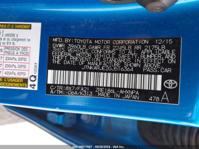 JTNKARJE2GJ516364 Scion IM
