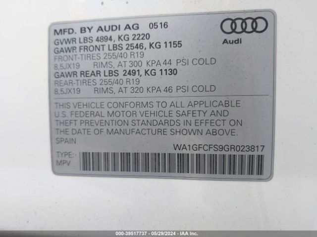 WA1GFCFS9GR023817 Audi Q3 2.0t Premium Plus