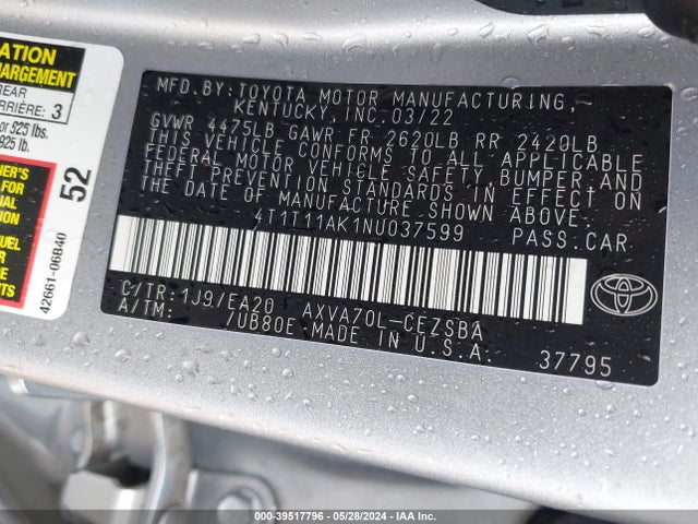 Toyota CAMRY SE 2022 4T1T11AK1NU037599 Image 9