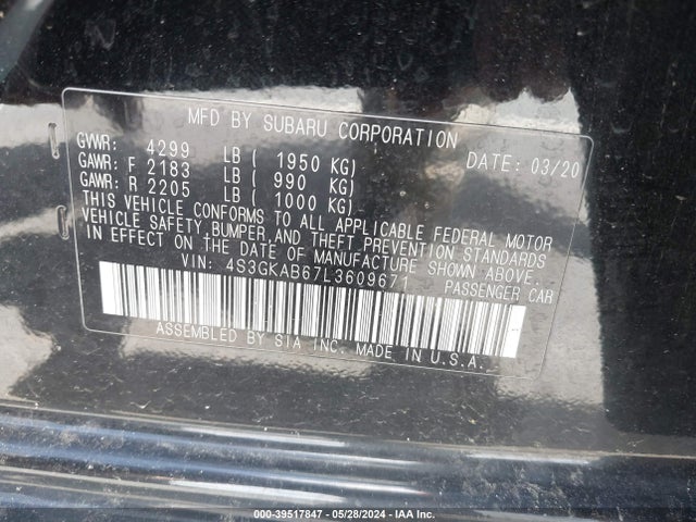 Subaru IMPREZA SEDAN 2020 4S3GKAB67L3609671 Image 9