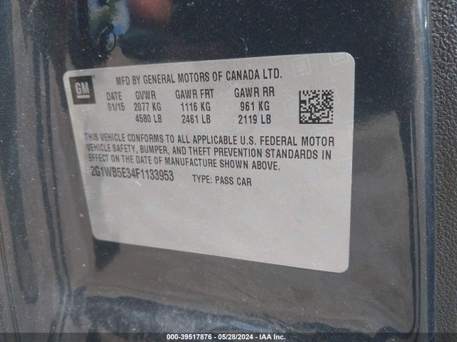 Chevrolet Impala Limited Lt 2015 2G1WB5E34F1133953 Image 9