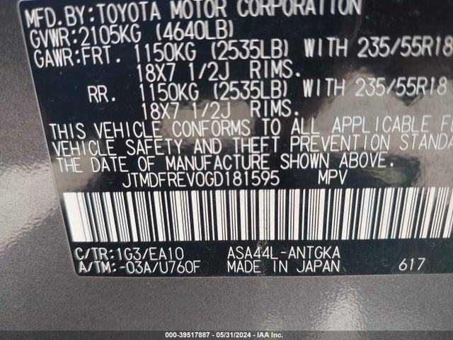Toyota Rav4 Limited 2016 JTMDFREV0GD181595 Image 9