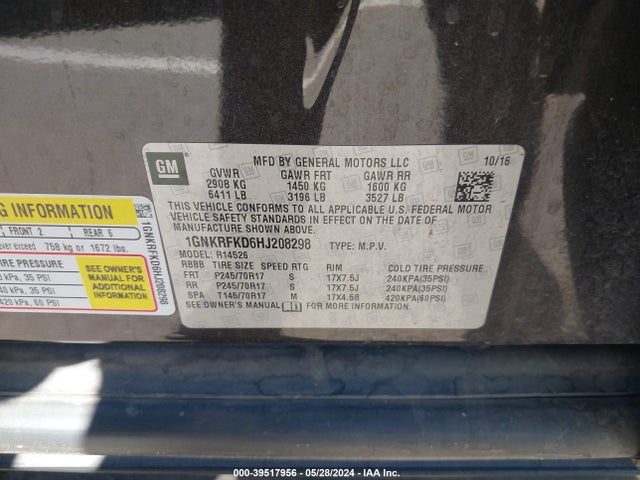 Chevrolet Traverse Ls 2017 1GNKRFKD6HJ208298 Image 9