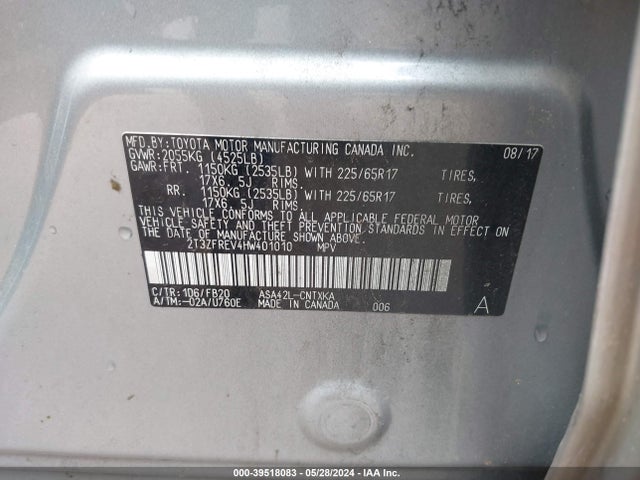 Toyota RAV4 LE 2017 2T3ZFREV4HW401010 Image 9