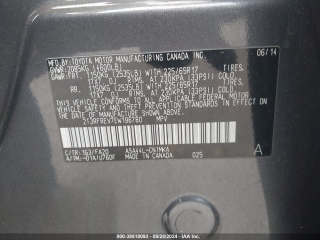 Toyota Rav4 Xle 2014 2T3RFREV7EW196780 Image 9