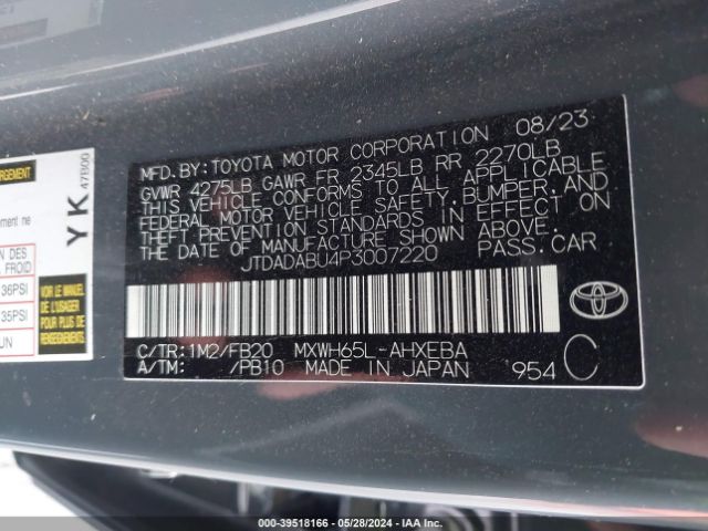 JTDADABU4P3007220 Toyota Prius Le Awd-e