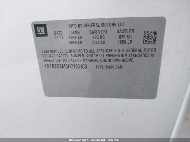 Chevrolet Cruze Premier Auto 2017 1G1BF5SM9H7193183 Image 9