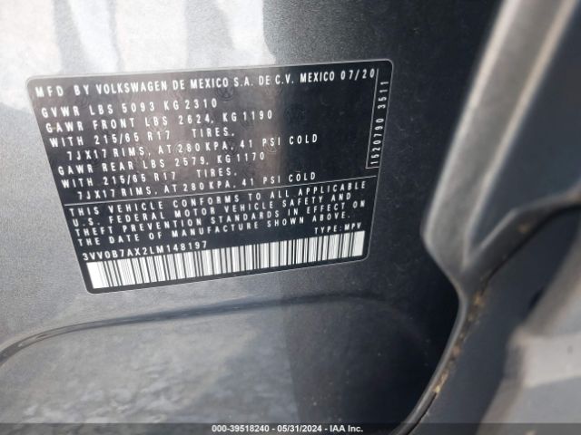 3VV0B7AX2LM148197 Volkswagen Tiguan 2.0t S