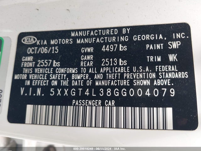 KIA Optima Lx 2016 5XXGT4L38GG004079 Image 9