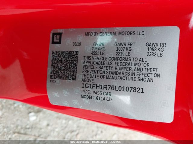 1G1FH1R76L0107821 Chevrolet Camaro Rwd  2ss