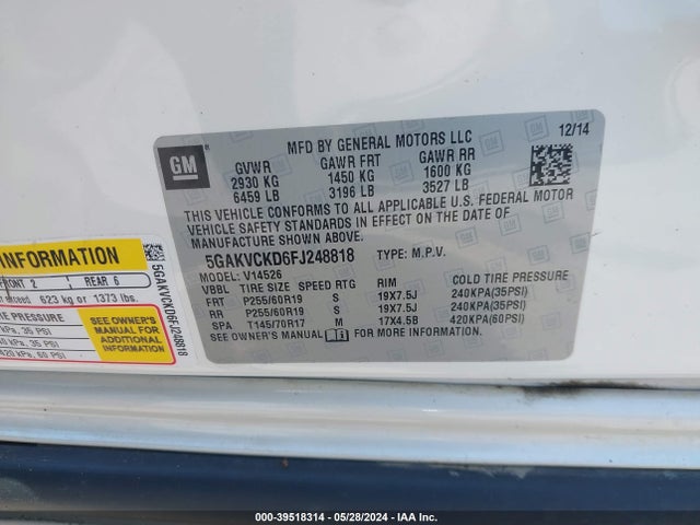 5GAKVCKD6FJ248818 Buick Enclave Premium
