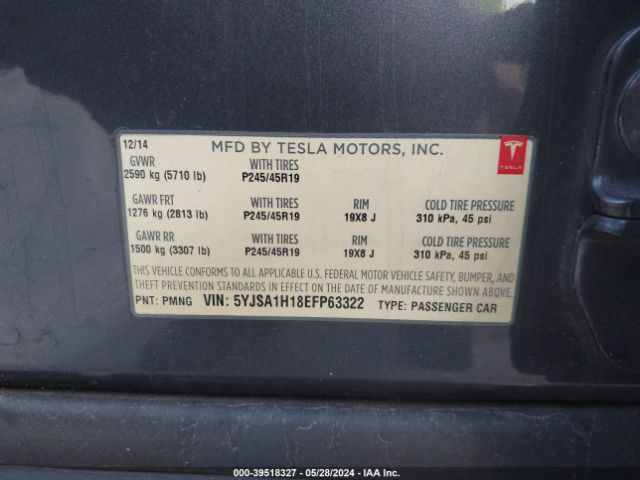 5YJSA1H18EFP63322 Tesla Model S P85