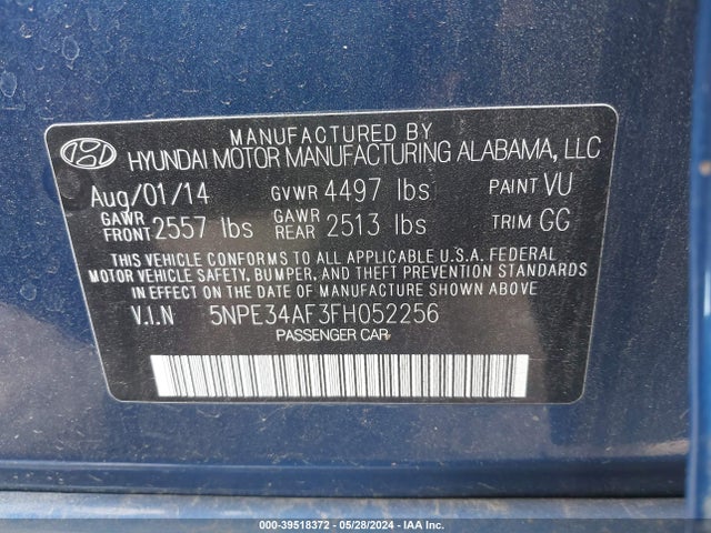 Hyundai Sonata Sport 2015 5NPE34AF3FH052256 Image 9