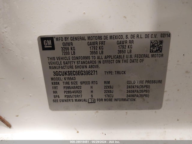 Chevrolet Silverado 1500 2lz 2014 3GCUKSEC6EG396271 Image 9