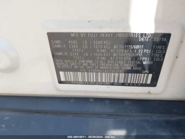 4S4BRBCC6E3303592 Subaru Outback 2.5i Premium