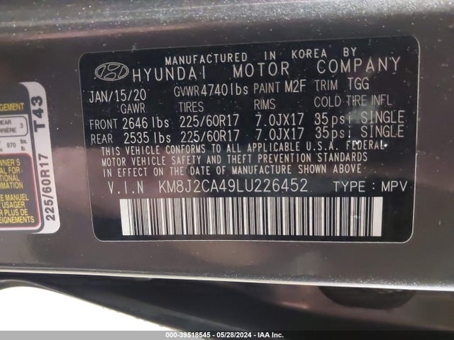 Hyundai TUCSON SE 2020 KM8J2CA49LU226452 Image 9