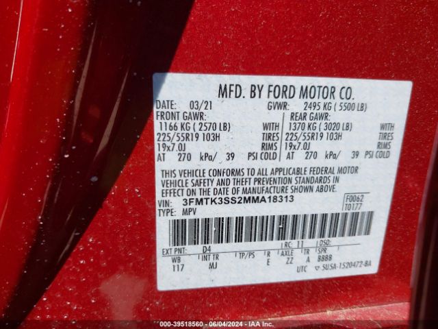 3FMTK3SS2MMA18313 Ford Mustang Mach-e Premium