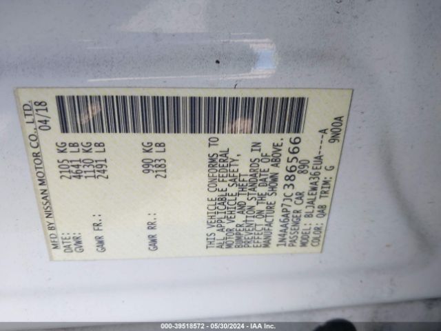 1N4AA6AP7JC386566 Nissan Maxima 3.5 Sl