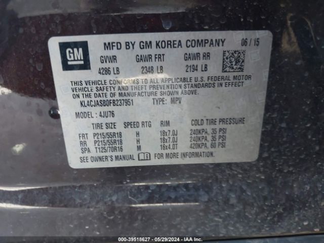 KL4CJASB0FB237951 Buick Encore