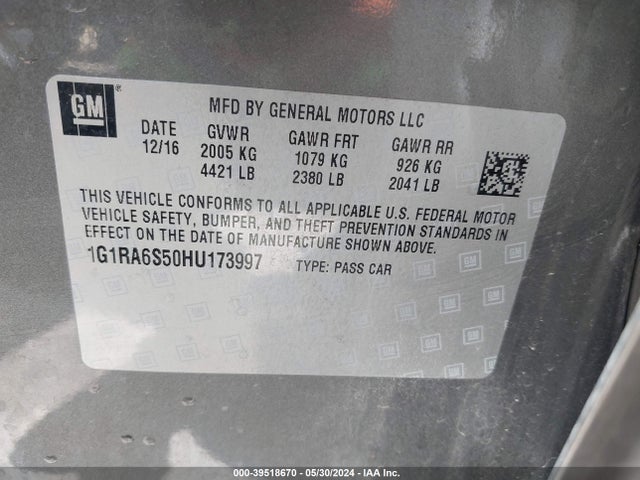 Chevrolet VOLT LT 2017 1G1RA6S50HU173997 Image 9