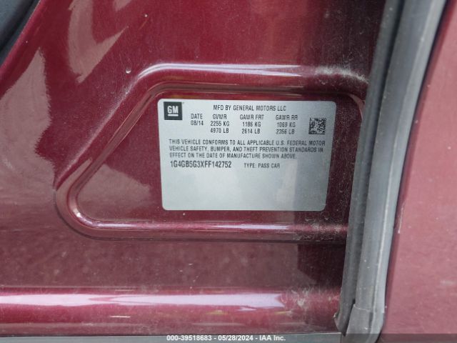 1G4GB5G3XFF142752 Buick Lacrosse Leather