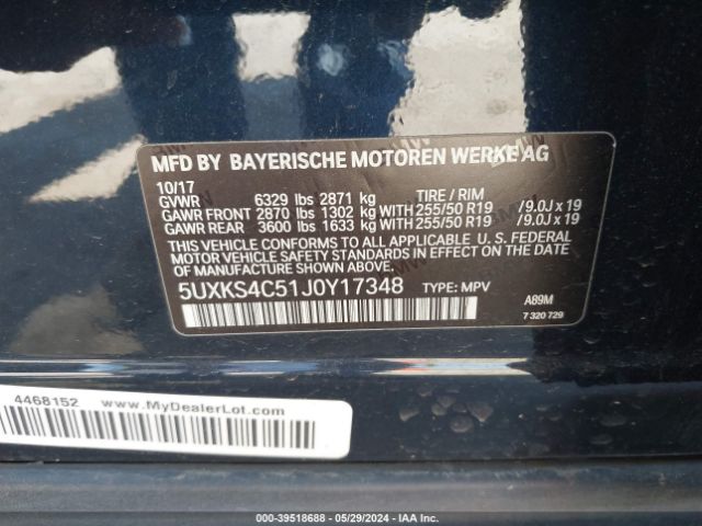 5UXKS4C51J0Y17348 BMW X5 Xdrive35d